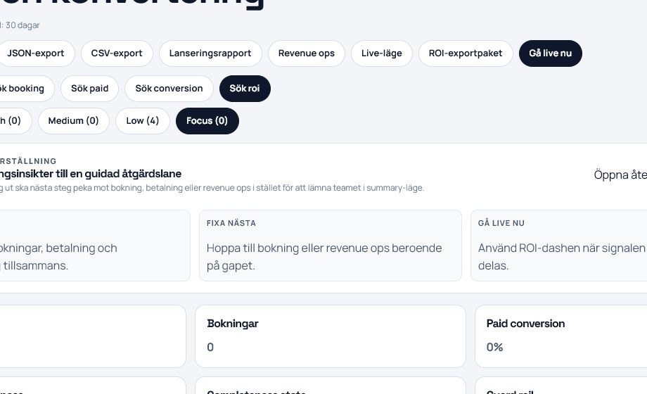 Flow analytics med funnel, conversion och ga live-signal